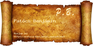 Patócs Benjámin névjegykártya